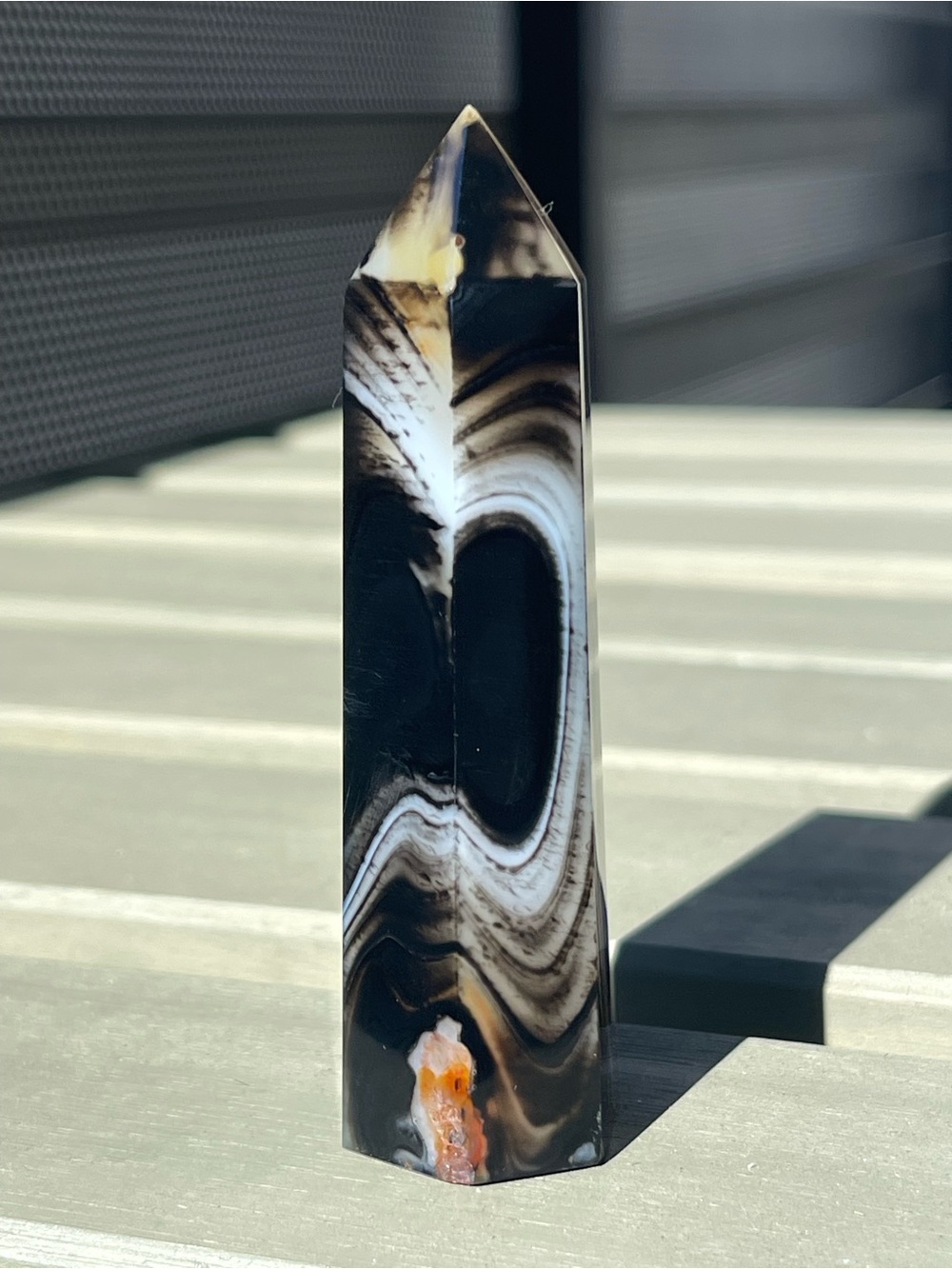 Sardonyx Crystal Tower in Black and White